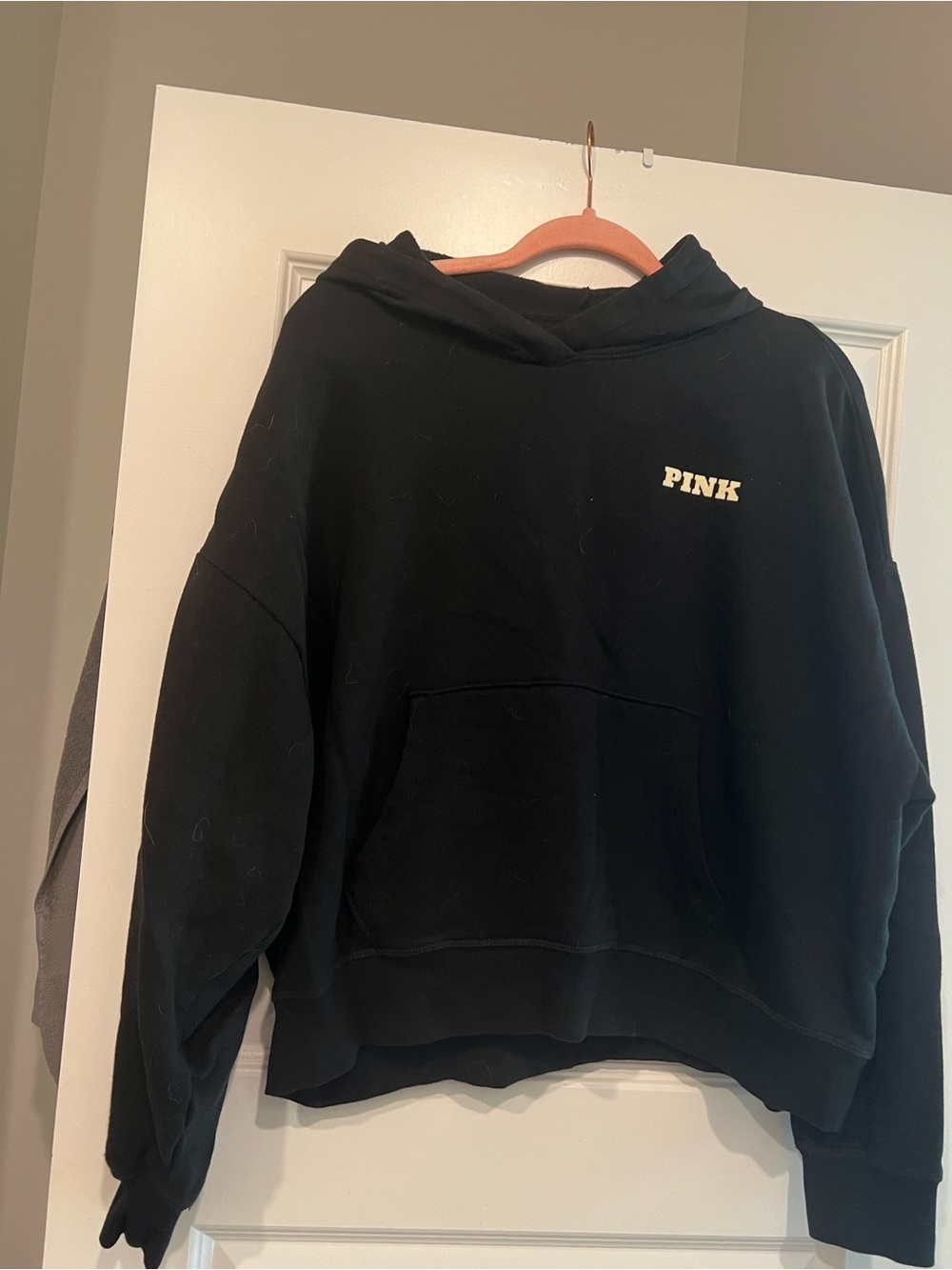 PINK Victoria's Secret Black Pullover Hoodie with Small Logo